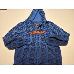 Men's VTG Fly Racing Hooded Blue Jacket All Over Print SZ XL Y2K